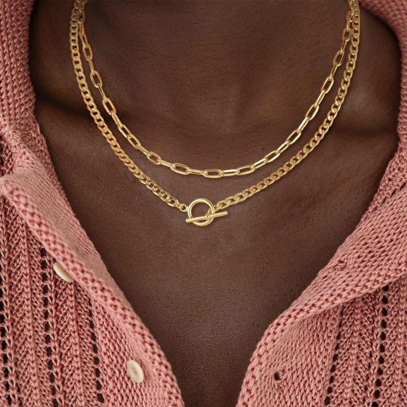 ANGLEQUEEN Chunky Silver Necklaces for Women Silver Layered Pirate Necklaces Punk 8090s Hip Hop Cuban Link Chain Necklace Layered Choker Necklace Pirate Prom Jewelry Freaknik Outfit Accessories - Image 1
